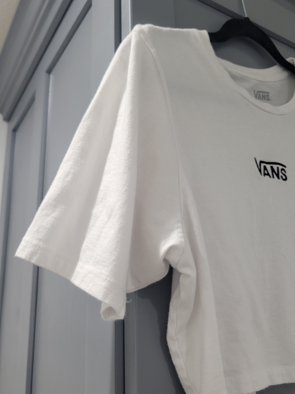 Vans White Cropped Logo Tee XL - Picture 2 of 5
